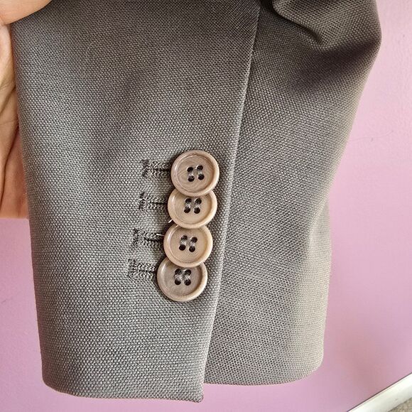 Theory neutral wool one button front blazer career staple Sz 6 - Picture 11 of 11